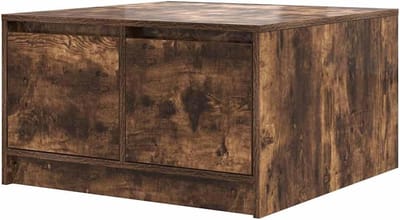 Salontafel met laden - Opbergtafel - Woonkamer organiseren - Onderhoudsvriendelijk oppervlak - 70x70x40 cm - Rookeiken