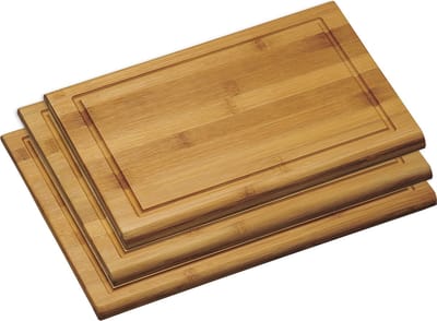 Kesper Bamboe houten snijplanken set - 3x stuks - 21 x 31/28 x 38/32 x 44 cm - keuken artikelen