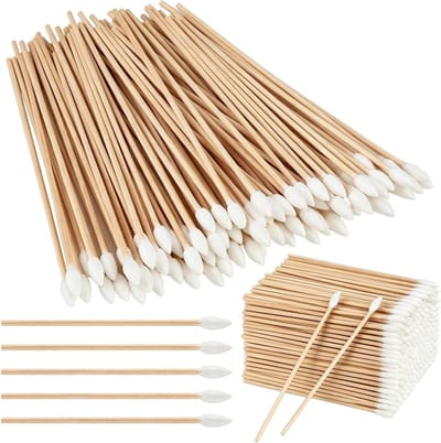 Solidchoice - Houten Wattenstaafjes met Lange Handgreep, 300 Stuks