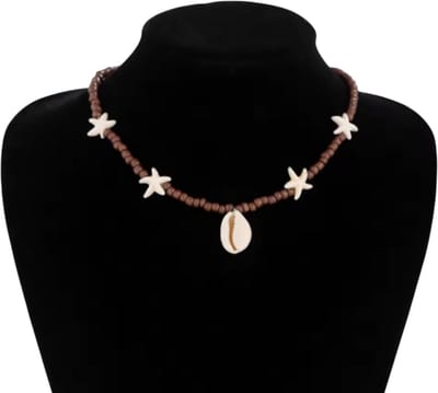 Zeester Choker Ketting voor Dames en Heren – Zeester Kralen Ketting, Clavicle Ketting -Zomers Strand Sieraad - Trendy Mode Sieraden - Bruin