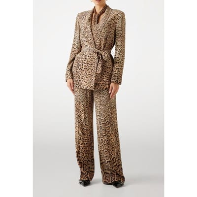 GUESS Amy Wide Leg Solid P Charming Leopard Deg Taglia: 36 | Pantaloni Outlet | Donna