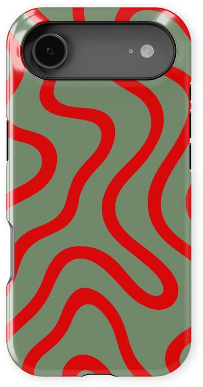 DripCase Curvy Lines Hoesje geschikt voor iPhone 17 Air | Backcover met Mag | Design Tough Case geschikt voor iPhone 17 Air Crimson Terrain
