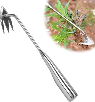 1 stuk multifunctionele roestvrijstalen wieder - lange steel staande handmatige wieder tool - lichtgewicht V-vormige draagbare bosmaaier - voor gazon, tuin, erf, boerderij