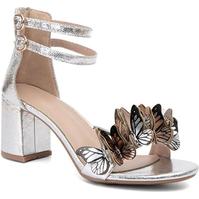 Chique Trendy Vlinder Blok 7cm Hoge Hak Dames Schoenen Grote Maat Elegante Sexy Zomer Dames Sandalen Schoenen Geweldige Kwaliteit 6.5 gray