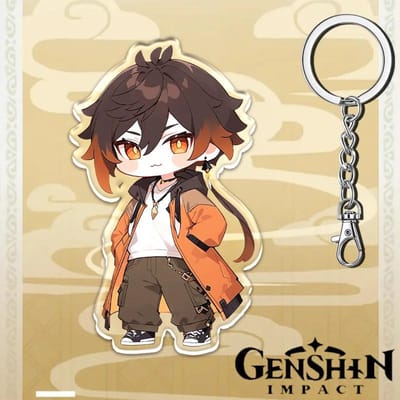 Een 12cm Genshin Impact Acryl Sleutelhanger Student Rugzak Accessoires Hu Tao Yoimiya Zhongli Raiden Shogun Accessoires Feestcadeaus 12CM black
