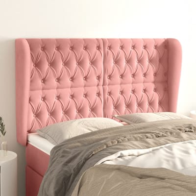 vidaXL - Hoofdbord - met - randen - 147x23x118/128 - cm - fluweel - roze