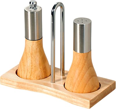 FSC® Pepermolen en zoutmolen Set - Inclusief Rvs houder - Materiaal Hout & Edelstaal - Peper en zout molen stel - 2 in 1