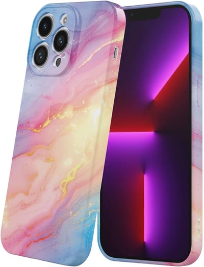 Smartphonica Telefoonhoesje Geschikt voor iPhone 13 Pro met Regenboog Glitter Marmer Opdruk - Flexibel Softcase TPU - Backcover Case Rainbow Sparkling Marble Design geschikt voor iPhone 13 Pro