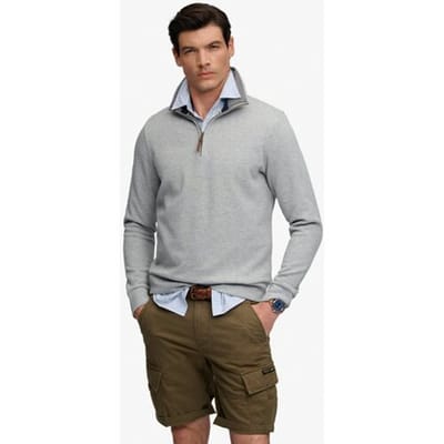 Superdry Trui Essential Pique Half Zip M2014535a K7v Dark Vintage Grey Marl Mannen Maat - XL