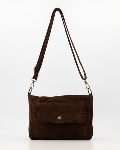 Tas -bruin- suède - veel ruimte -crossbody