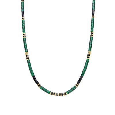 Luxent Sterling Zilver 925 en 18k goud afgewerkt Malachiet collier - Ilmina