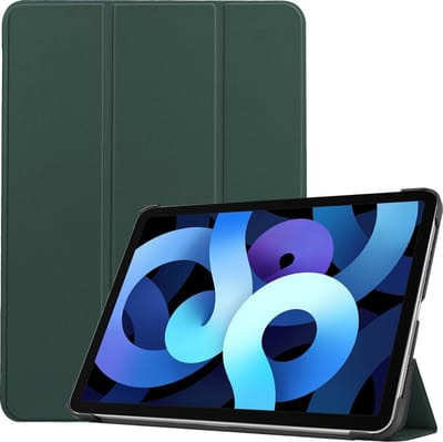 Hoesje - Geschikt voor Apple iPad Air 4 (2020) - 10.9 inch - 4e Generatie - Dun & Stevig - Hardcover Book Case - Trifold Bookcase Hoes - Hard Cover - Tablethoes - Donkergroen