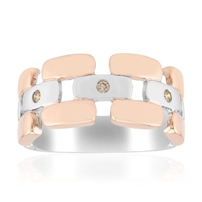 Cavill - Zilveren Damesring - 925 Sterling Zilver Rhodium - 3x0,042 ct Argyle Rose de France Diamanten - Elegante Ronde Ring