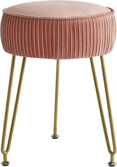 Fluwelen Voetensteun Kruk - Ottoman Poef - Ontspanning Thuis - Verstelbare Poten - 30x46 cm - Roze