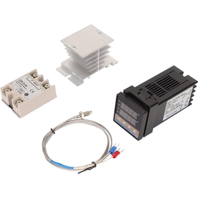 Ensemble Thermostat PID Numérique Thermocouple Dissipateur de Chaleur Relais Contrôleur de Température Ensemble avec Support pour Ferme Poulailler white