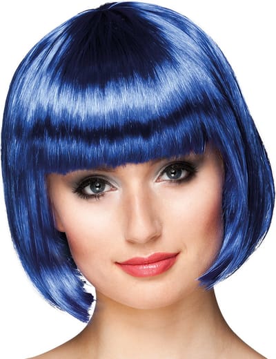 Boland - Pruik Cabaret donkerblauw Blauw - Steil - Kort - Vrouwen - Can Can - Glitter and Glamour