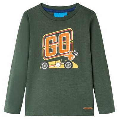vidaXL - Kindershirt - met - lange - mouwen - 92 - donkergroen