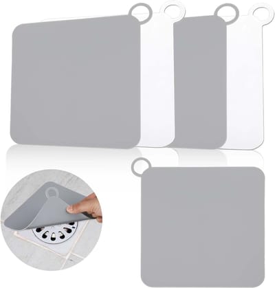 4 stuks doucheafvoerhoes 12 x 12 cm siliconen badkuip afvoerplug voor haar douche afvoer geurstop universele vloerafvoerbeschermer om insecten buiten te houden (2grijs 2wit)
