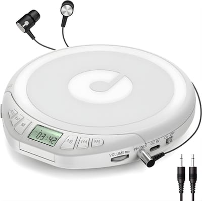 AHD® CD Speler - Draagbare CD Speler - Portable CD Speler - Wit - 24cm x 18cm x 6cm