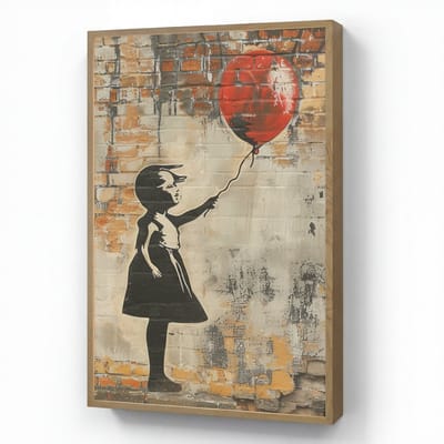 Wandlamp 60x90 cm - Oplaadbaar - Graffiti - Banksy Style - Meisje met ballon - Wandlampen binnen woonkamer - Slaapkamer lamp - Decoratieve nachtlamp - Vloerlamp draadloos