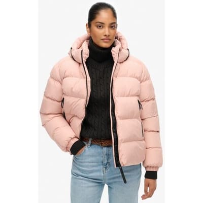Superdry Sportieve Capuchon Pufferjas Pink Grootte: 46
