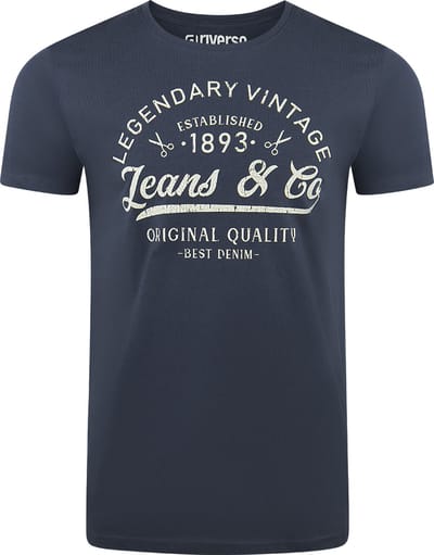 riverso Heren T-Shirt RIVLeon regular fit Blauw S Ronde Hals Volwassenen - gemaakt van 100% katoen
