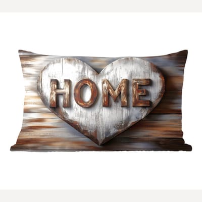 Sierkussens - Kussentjes Woonkamer - 50x30 cm - Home - Hart - Houtlook - Liefde