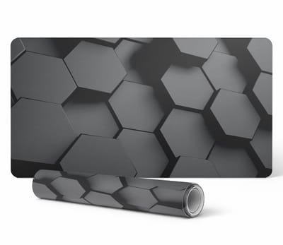 Moderne vinyl toetsenbordmat met geometrische zeshoeken, 90x45 cm