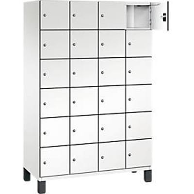 C+P Cambio lockerkast, 4 vakken, 24 vakken, op poten, B 1200 x D 525 x H 1980 mm, verkeerswit/wit