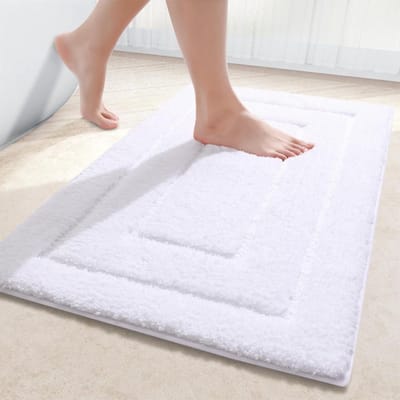 Duurzaam Microvezel Badkamertapijt - Antislip, Wasbaar, Zacht en Waterabsorberend - 40 x 60 cm, Wit