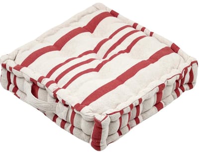 Stof Textile Vloerkussen Beach - creme wit/steenrood - katoen - 45 x 45 x 10 cm - Extra dik - extra zitplaatsen - spelen - gamen - relaxen