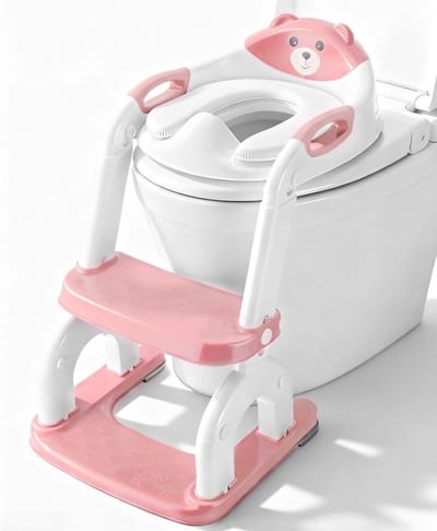 Toiletbril met trap - Potjestraining stoel - Zindelijkheidstraining - In hoogte verstelbaar - 332L x 22B cm - Roze