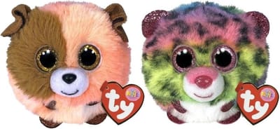 Ty - Knuffel - Teeny Puffies - Mandarin Dog & Dotty Leopard