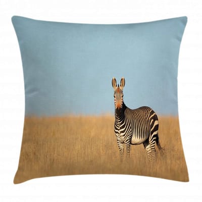 ABAKUHAUS Dierenwereld Kussenhoes Zebra Berggras – Wasbaar, 60x60 cm, Dubbelzijdig bedrukt, Rits