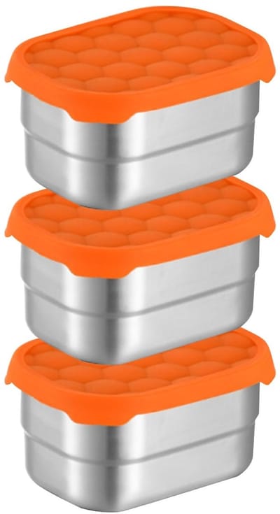 Dailygoods- Voedselcontainers Lekvrij Ontwerp - 3 Stuks - Roestvrij Staal - Stapelbare Snackdozen - 230ml - 9,7x7,4x4,8cm