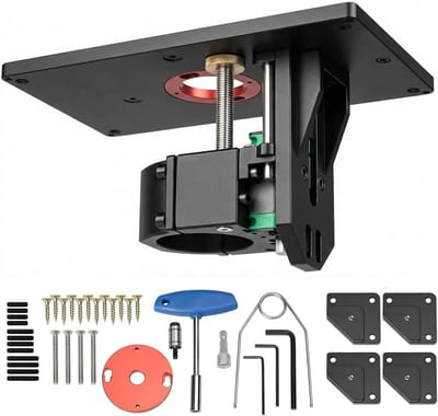 Router Lift Kit - Trimmachine Tafel - Precisie Houtbewerking - Verstelbaar Aluminium - 25 x 15 x 15 cm - Zwart