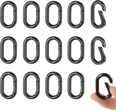 Dailygoods- Karabijnhaken 15 Stuks - Ovale Metalen Haken - Zinklegering - Veergespen - Sleutelhanger - Knutselaccessoires - Corrosiebestendig