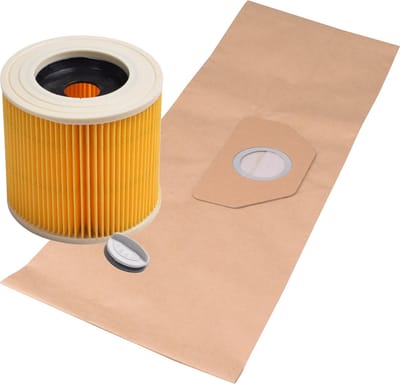 Geschikt voor KARCHER. VOORDEEL/BESPAREN 2 x 10 stuks. stofzuigerzakken en Luchtafvoerfilter voor WD3, MV3, 6.959-130.0, 6.414-552.0, Papier. COVAKO Merk