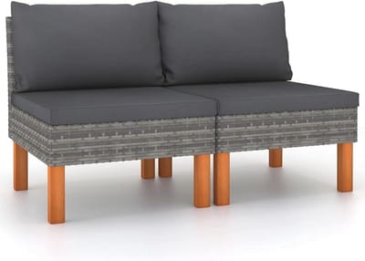 Middenbanken van poly rattan en massief eucalyptushout - Duurzaam en comfortabel voor buiten