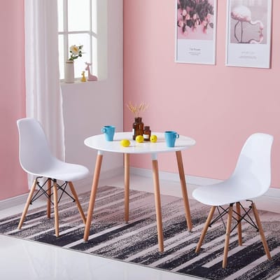 Ronde Eettafel - Keukentafel - Gezellig Tafelen - Scandinavisch Design - 80 cm - Wit