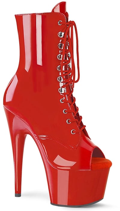 Pleaser - ADORE-1021 Plateau Laarzen, Paaldans schoenen - Paaldans schoenen - 35 Shoes - Rood