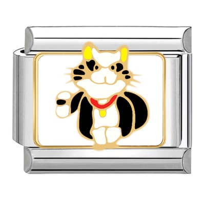 Quiges - Schakel - Bedel - 9mm - charms - Coole kat - Geschikt voor - armband - Schakelarmband - italy bedels armband
