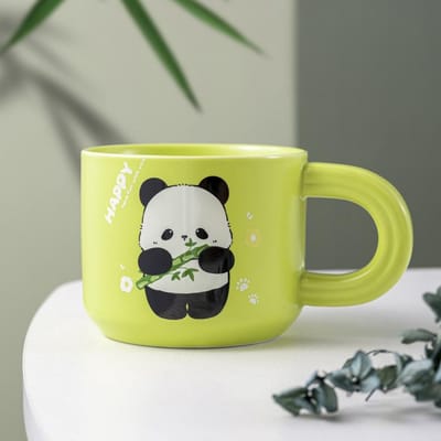 Schattige Panda Mok Hooguitziende Cartoon Keramische Waterbeker voor Meisjes Stel Thee Kop Souvenir Koffie Ontbijtbeker 301-400ml yellow
