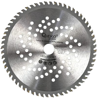 GEKO Cirkelzaagblad - 180 mm - 60T - Koelgaten - TCT-tanden