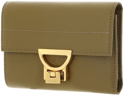 COCCINELLE Leren portemonnee Arlettis Wallet Grained Leather Seagrass kaki