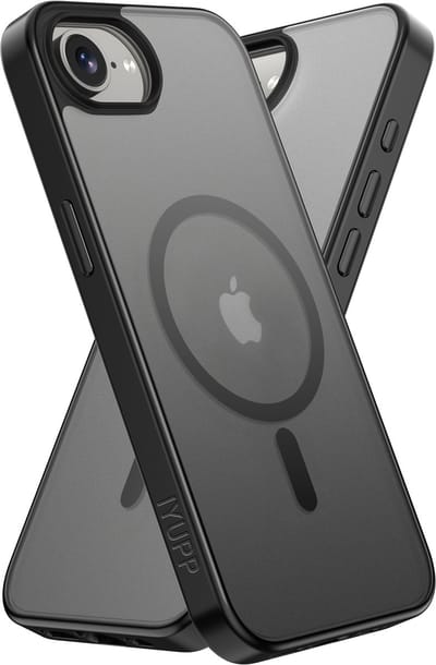 IYUPP Hoesje Geschikt voor iPhone 16e Hoesje - Geschikt voor MagSafe - Shockproof Back Cover - Mat Zwart Transparant