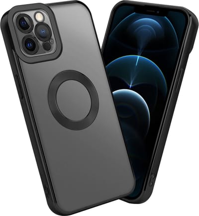 Cadorabo Hoesje geschikt voor Apple iPhone 12 PRO in Transparant - Zwart - Beschermhoes gemaakt van flexibel TPU silicone Case Cover met Chrome applicatie