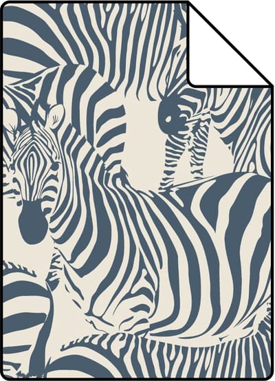 Proefstaal ESTAhome behang zebra's donkerblauw - 26.5 x 21 cm - 132213-S