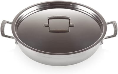 Ondiepe Braadpan RVS met Deksel 30 cm - 3-laags Antiaanbaklaag