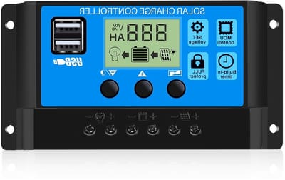 Solar Regulator 30A voor 12V/24V Systemen, Oplader met 5V Dual USB Poort, Timer en LCD Display voor Zonnepaneel Accu Verlichting